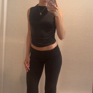 Vuori Size Small Black Mock Neck Ruched Tank Top, New Without Tags